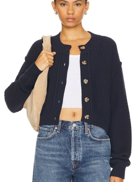 Free People Sweaters - Free People Lila Knit Cardi - Sky Captain - Size Medium